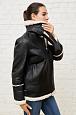 Дубленка авиатор чёрного цвета фото №5